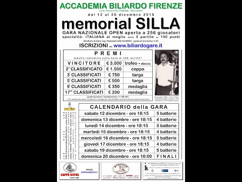 A.QUARTA vs P.INFORTUNA - FINALE 1° MEMORIAL SILLA - CSB "ACCADEMIA BILIARDO FIRENZE" - 20/12/2015