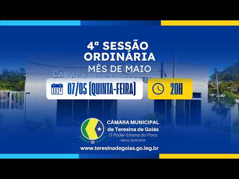 4ª SESSÃO ORDINÁRIA DO MÊS DE MAIO DE 2026