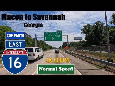 4K Drive: Macon to Savannah. Georgia. I 16 East. Interstate 16 East