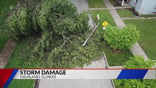Highland, Illinois continues cleanup from weekend storms