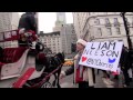 LIAM NEESON NYCHorses MYSTERY SANTA Shakes Hands W Carriage Drivers 12 28 14