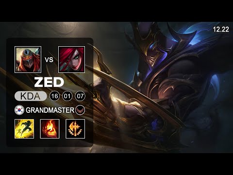 Zed vs Katarina Mid - KR Grandmaster - Patch 12.22 Season 12