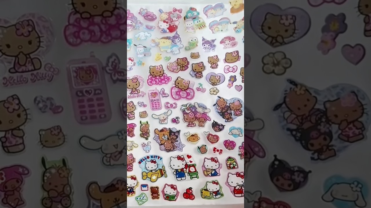 サンリオキラキラシールを大きいシール帳に貼る💕#シール帳