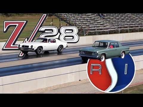1974 Chevrolet Camaro Z28 drag racing 1964 Studebaker Commander PURE STOCK DRAG RACE - no commentary