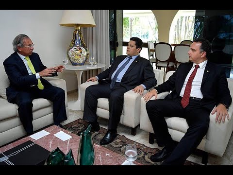 Davi Alcolumbre e Paulo Guedes conversam sobre a reforma da Previdência