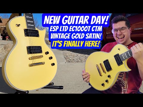 NEW GUITAR DAY! ESP LTD EC-1000T CTM In Vintage Gold Satin Unboxing/Review!