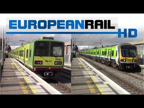 Iarnród Éireann Irish Rail 8520 EMU departs & 29000 DMU passes Sandymount Station