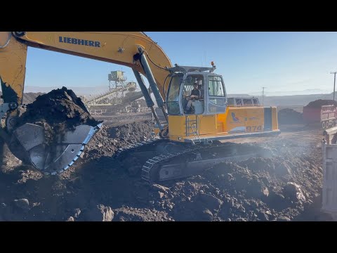 Liebherr 974 Hydraulic Excavator Loading Coal On Trucks - Sotiriadis/Labrianidis Mining Works