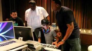 Justin Bieber talking about Justbeats headphones in the studio with Dr. Dre f/ Pray