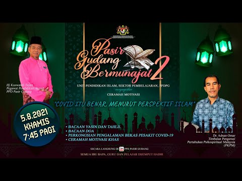 <p>Kami tampilkan satu lagi perkongsian ilmu seperti ketetapan berikut:</p>
<p>Tarikh: 5 Ogos 2021 (Khamis)<br />
Masa : 7.45 pagi</p>
<p>PENCERAMAH : Doktor Adnan Bin Omar<br />
Kaunselor Sekolah Rendah Islam Hidayah/Pensyarah<br />
TAJUK:” COVID ITU BENAR MENURUT PERSPEKTIF ISLAM
