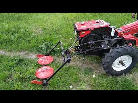 КОСИЛКА РОТОРНАЯ РЕМЕННАЯ ДЛЯ МОТОБЛОКА В РАБОТЕ