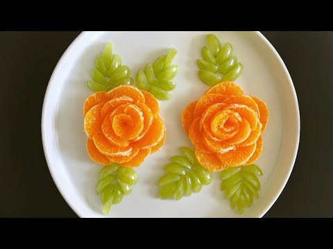 Super Fruit Decoration Idea /Orange & Grape’s Flower /Fruit Plate Art /Fruit Cutting & Carving trick