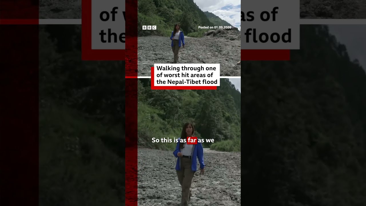 Video: BBC reporter walks debris field in Nepal flood zone along Tibet border