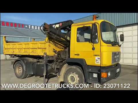 Degroote Trucks: MAN F2000 19.322 - 4x2 tipper truck with Hiab for sale