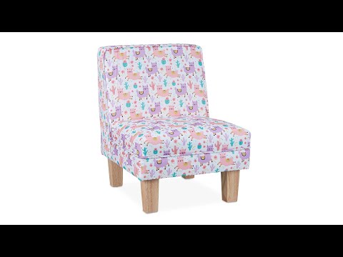 Fauteuil enfant motifs de lama Rose foncé - Mauve - Blanc - Bois manufacturé - Matière plastique - Textile - 45 x 60 x 52 cm