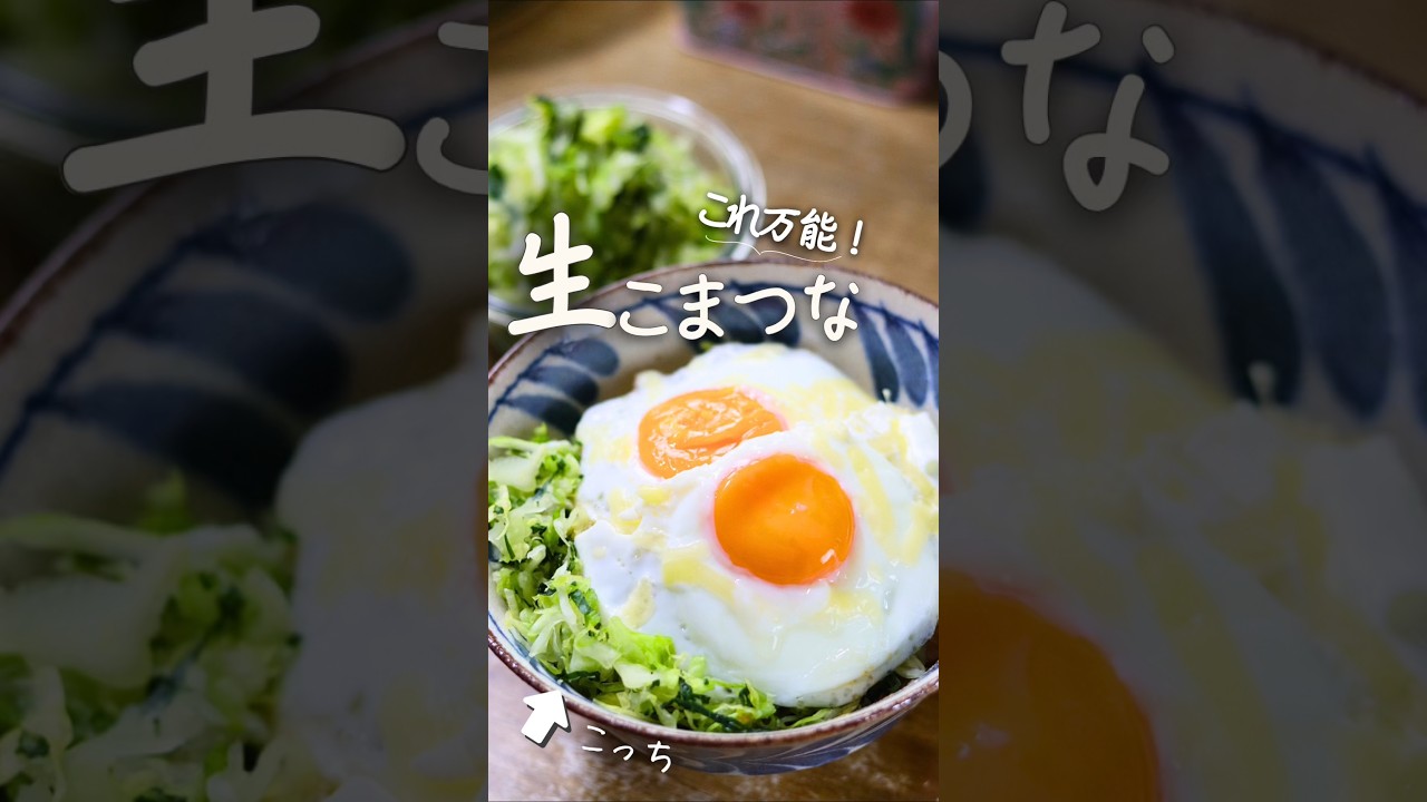 【貧血改善】１日差が出る！朝ごはん／生小松菜＆キャベツサラダにのっけたチーズ目玉焼き丼 #簡単レシピ#貧血改善