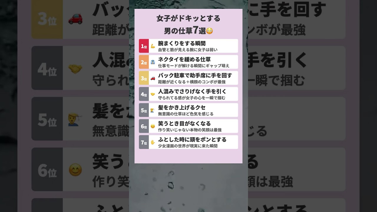 女子がドキッとする男の仕草7選　#恋愛 #出会い #マッチングアプリ #婚活