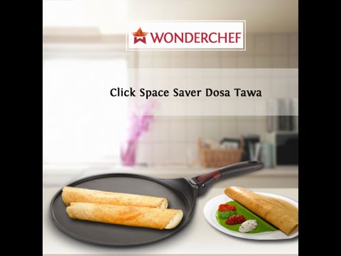 Click Space Saver 30 cm Non-stick Dosa Tawa, Induction Bottom, Foldable Handle, Aluminium, 4mm, 2 Years Warranty, Black