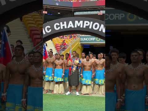 EPIC ENTRANCE 🔥 Jai Opetaia walks Kings Siva Academy onto Suncorp Stadium | Toa Samoa vs Tonga 🇼🇸