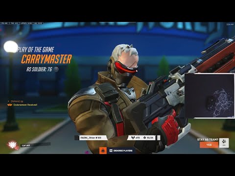 POTG! 18500 DMG! GALE INSANE SOLDIER 76 SEASON 6 TOP 500 GAMEPLAY OVERWATCH 2