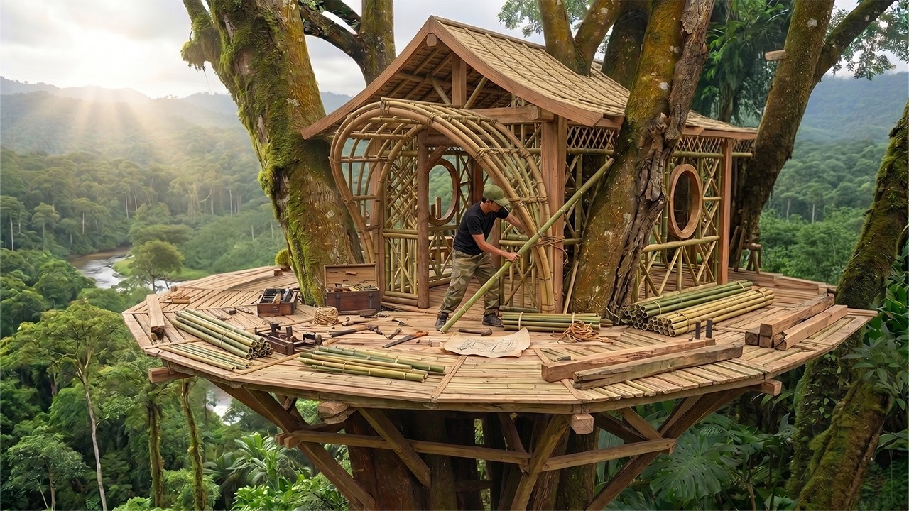 I Built a Hidden Forest Shelter On a Giant Tree  | 100 Days Survival in the Rainforest