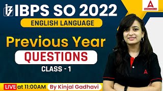 IBPS SO English Preparation: IBPS SO Previous Year Question Paper | IBPS SO 2022 Class #1 By Kinjal