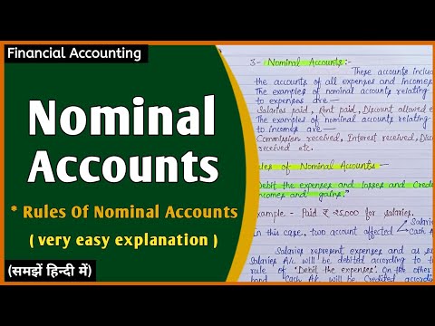 Rules Of Nominal Account In Hindi | Classification Of Accounts