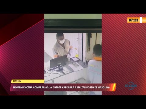 Homem finge comprar água e café para realizar assalto em posto de gasolina 01 06 2021