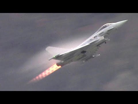 Austrian Air Force Eurofighter impressive takeoff from Innsbruck airport