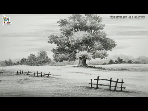 How to draw a tree in a form land with pencil || Easy pencil art
