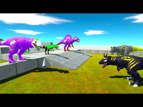 JOKER DINOSAURS vs BATMAN T REX CASTLE DEATH RUN   Animal Revolt Battle Simulator