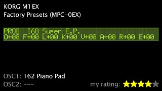 Video thumbnail for KORG M1 EX Factory Presets (MPC-0EX) Part 3/4 by Pepe Music