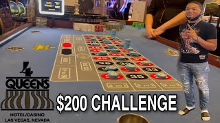 $200 Challenge in Vegas at 4 Queens Roulette Table. TABLE MAX ON 3&18