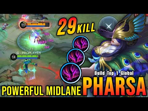 29 Kills!! Powerful Midlane Pharsa 100% Killing Machine!! - Build Top 1 Global Pharsa ~ MLBB