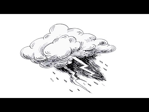 How to draw Cloud with storm and thunder.