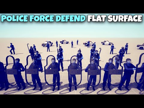 POLICE FORCE DEFEND FLAT SURFACE vs EVERY FACTION - Totally Accurate Battle Simulator TABS