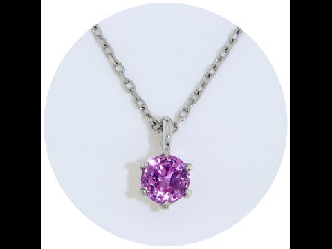 Pandantiv cu Lant nedetasabil Aur Alb 14 k Safir Roz Natural - Eleganta si Delicatete