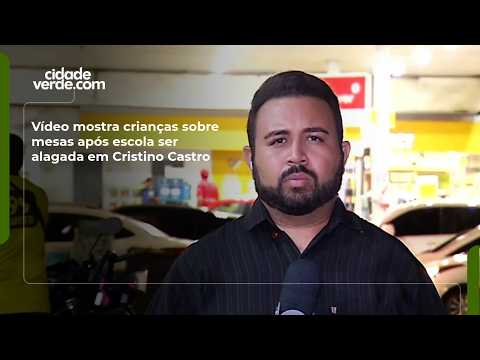 Vídeo mostra crianças sobre mesas após escola ser alagada em Cristino Castro