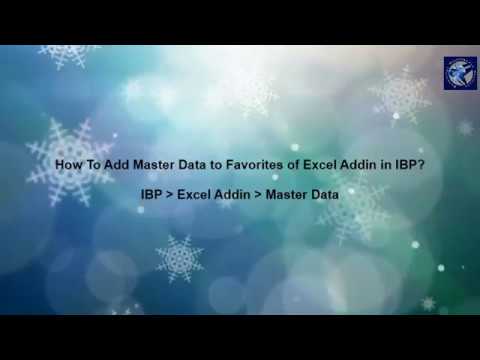 How to Add Master Data to Favorites for Excel Addin in IBP