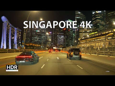 Singapore 4K - Tropical City Skyline - Night Drive