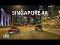 Singapore 4K Tropical City Skyline Night Drive HDR