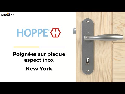 Poignées de porte sur plaques - EA 165 mm - aspect inox - New York HOPPE