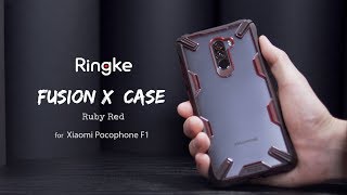 Ringke Fusion X Xiaomi PocoPhone F1 Hoesje Doorzichtig Rood Hoesjes