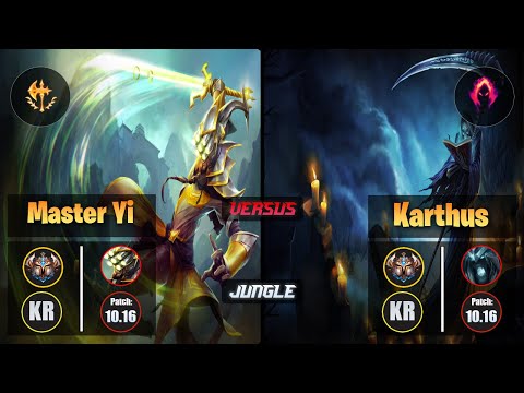 Challenger MASTER YI [Conqueror] (Jungle) VS  KARTHUS - Challenger KR Patch 10.16