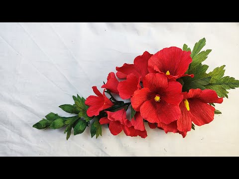 How to make hollyhock flowers out of easy crepe paper/DIY flowers/ASMR