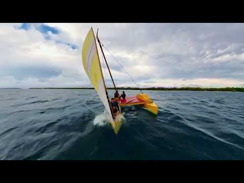 WAM Proa Sailing in Aur Atoll, Marshall Islands