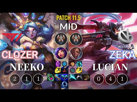 T1 Clozer Neeko vs VG Zeka Lucian Mid - KR Patch 11.5