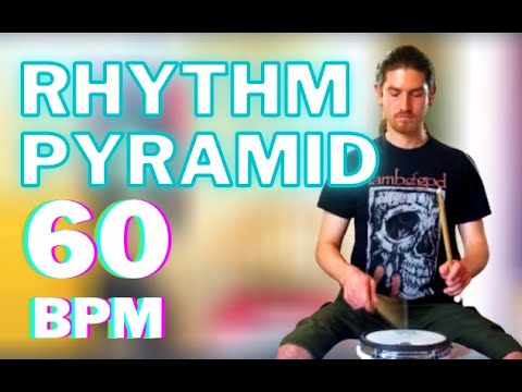 Rhythm Pyramid Drum Exercise 60bpm [AMAZING WARM UP] Subdivision Pyramid play along practice routine