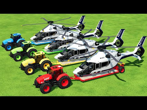 LOAD & TRANSPORT HELICOPTERS WITH LAMBORGHINI TRACTORS - Farming Simulator 22