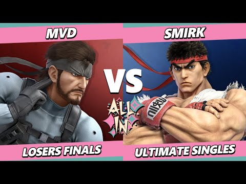 ALL IN LOSERS FINALS - MVD (Snake) Vs. Smirk (Ryu) Smash Ultimate - SSBU